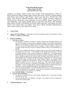 Minutes from the Penn State Berks Senate Meeting of Friday, March 30, 2007