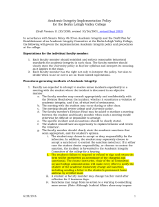 Academic Integrity Implementation Policy for the Berks Lehigh Valley College