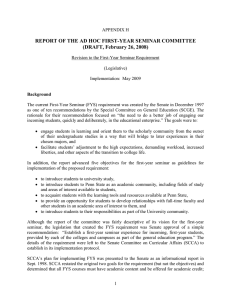 Report of the Ad Hoc First-Year Seminar Committee (Draft, February 26, 2008)