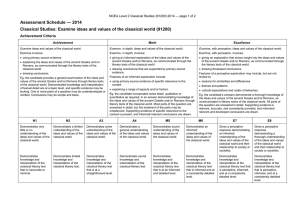 — 2014 Assessment Schedule Achievement Criteria