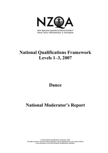 National Qualifications Framework Levels 1–3, 2007 Dance
