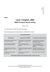 1 Level 1 English, 2006 90053 Produce formal writing 90053