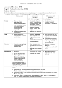 – 2008 Assessment Schedule English: Produce formal writing (90053) Evidence Statement