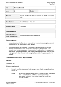 NZQA registered unit standard 6401 version 6  Page 1 of 3