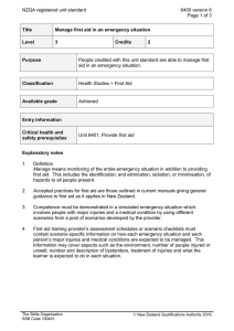 NZQA registered unit standard 6400 version 6  Page 1 of 3