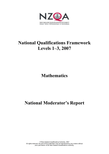 National Qualifications Framework Levels 1–3, 2007 Mathematics