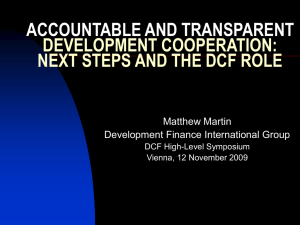 Accountable and Transparent Development Cooperation: Next Steps and the DCF Role