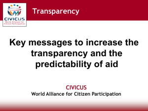 Key Messages to Increase the Transparency and the Predictability of Aid