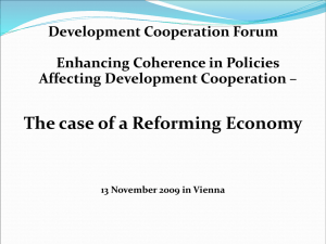 Enhancing Coherence in Policies Affecting Development Cooperation - The Case of a Reforming Economy