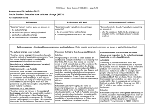 – 2015 Assessment Schedule Social Studies: Describe how cultures change (91039) Assessment Criteria