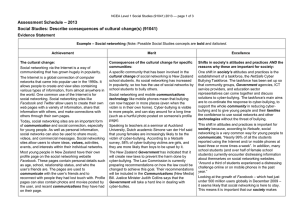 – 2013 Assessment Schedule Social Studies: Describe consequences of cultural change(s) (91041)