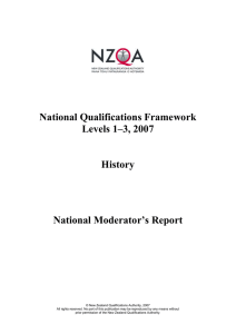 National Qualifications Framework Levels 1–3, 2007 History