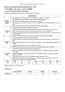 – 2014 Mahere Aromatawai / Assessment Schedule