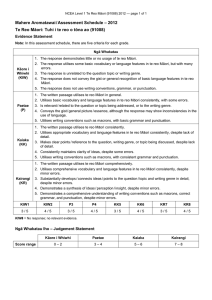– 2012 Mahere Aromatawai / Assessment Schedule