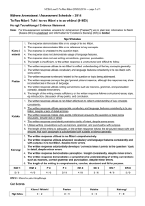 Māhere Aromatawai / Assessment Schedule – 2014