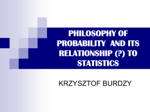 PHILOSOPHY OF PROBABILITY  AND ITS RELATIONSHIP (?) TO STATISTICS
