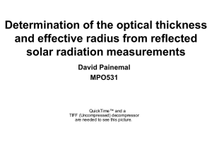 Determination of the optical thickness and effective radius from reflected