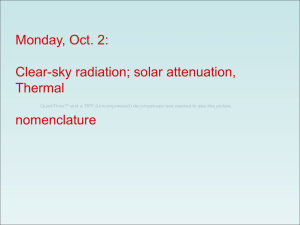 Monday, Oct. 2: Clear-sky radiation; solar attenuation, Thermal nomenclature