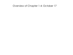 Overview of Chapter 1-4: October 17