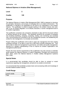 National Diploma in Aviation (Risk Management) Level 5 Credits