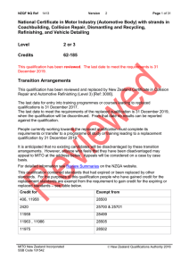 National Certificate in Motor Industry (Automotive Body) with strands in