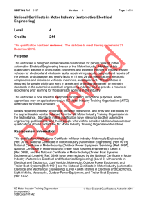 National Certificate in Motor Industry (Automotive Electrical Engineering) Level 4