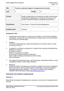 NZQA registered unit standard 24709 version 3  Page 1 of 3