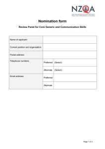 Nomination form Review Panel for Core Generic and Communication Skills