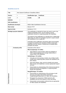 New Zealand Certificate in Disabilities (Māori) (Level 4) 60 credits (DOCX, 22KB)