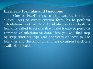 Microsoft Excel 2010 Formulas & Functions