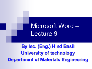 lecture 9 - microsoft word concept