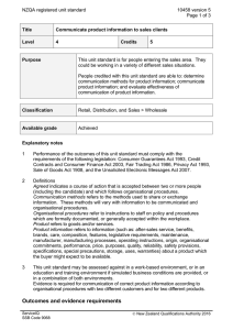 NZQA registered unit standard 10458 version 5  Page 1 of 3