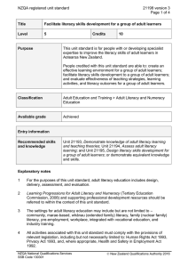 NZQA registered unit standard 21198 version 3  Page 1 of 4