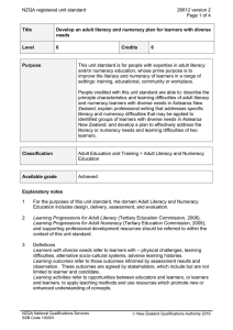 NZQA registered unit standard 26612 version 2  Page 1 of 4