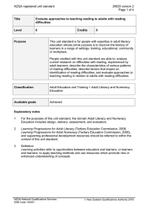 NZQA registered unit standard 26620 version 2  Page 1 of 4