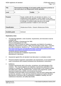 NZQA registered unit standard 27329 draft version 2  Page 1 of 3