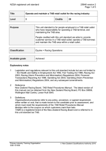 NZQA registered unit standard 25846 version 2  Page 1 of 5