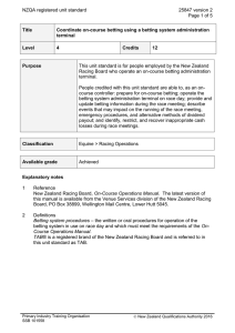 NZQA registered unit standard 25847 version 2  Page 1 of 5
