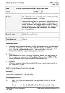 NZQA registered unit standard 25850 version 2  Page 1 of 3
