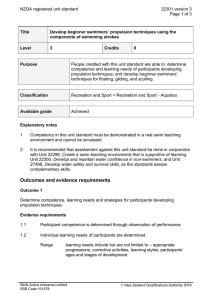 NZQA registered unit standard 22301 version 3  Page 1 of 3