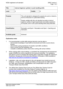 NZQA registered unit standard 26547 version 1  Page 1 of 3