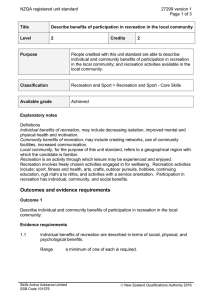 NZQA registered unit standard 27299 version 1  Page 1 of 3