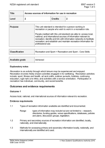 NZQA registered unit standard 8567 version 5  Page 1 of 3