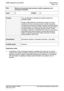 NZQA registered unit standard 7016 version 5  Page 1 of 5
