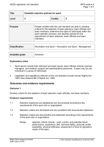 NZQA registered unit standard 4876 version 4  Page 1 of 3