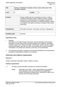 NZQA registered unit standard 8565 version 5  Page 1 of 3
