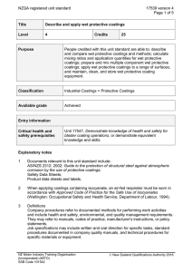 NZQA registered unit standard 17539 version 4  Page 1 of 5