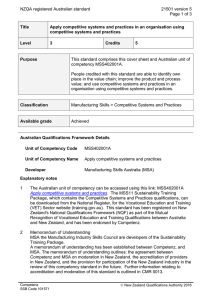 NZQA registered Australian standard 21501 version 5  Page 1 of 3
