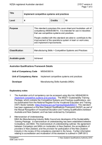 NZQA registered Australian standard 21517 version 4  Page 1 of 3
