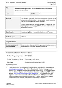 NZQA registered Australian standard 29274 version 1  Page 1 of 3